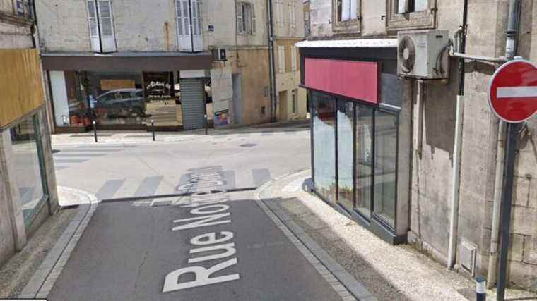 A groggy motorist finishes his race in a shop window in Ribérac in the Dordogne