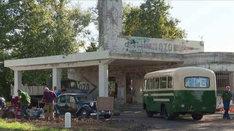 an old gas station restored by enthusiasts