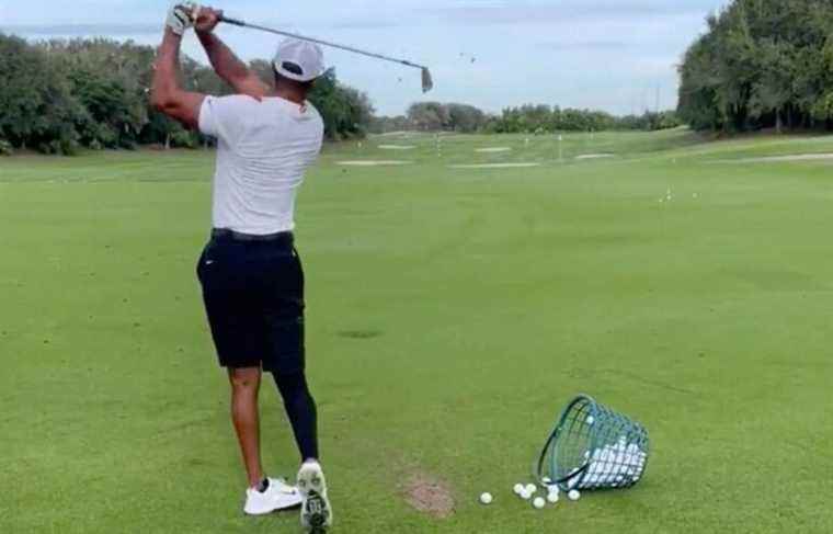 A video of Tiger Woods in training, nine months after his accident