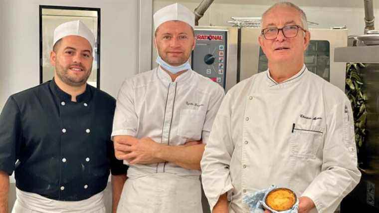 The Bourdaloue tart with Christian Moreau at L’auberge de Saint-Fiel.