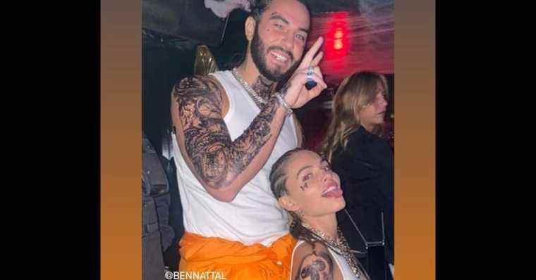 Ultra-tattooed Thylane Blondeau: cuddly Halloween with her fiancé Benjamin Attal