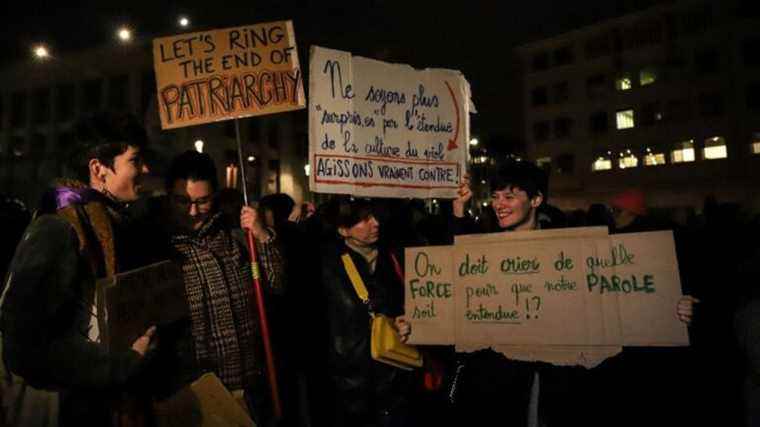 a rally in Brussels to denounce sexual violence in the nightlife