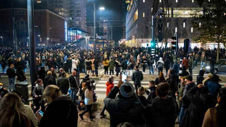 injured by police gunfire in Rotterdam during a demonstration against partial containment measures due to Covid-19