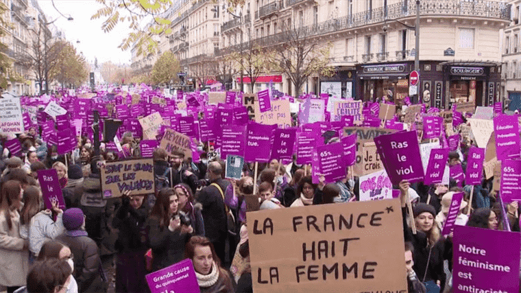 the demonstration against violence against women brought together 18,000 people according to the police