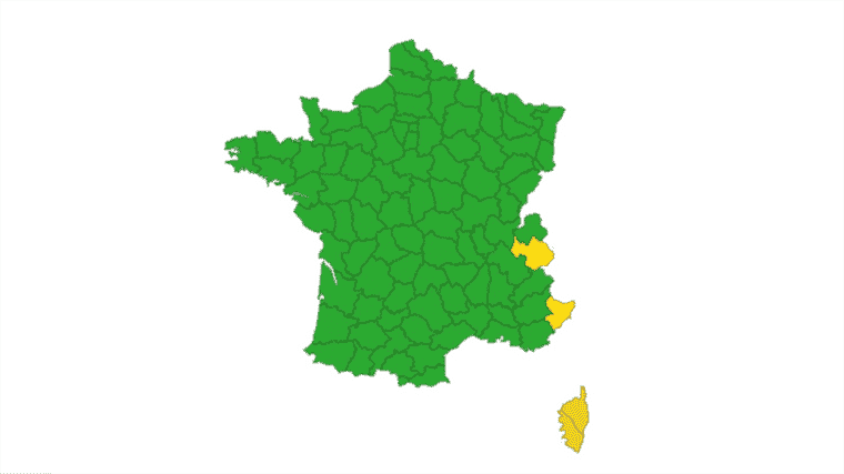 the two Corsican departments placed in orange vigilance by Météo France