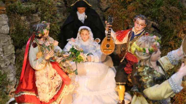 A Christmas crib on display at the Basilica of Fontaine-lès-Dijon