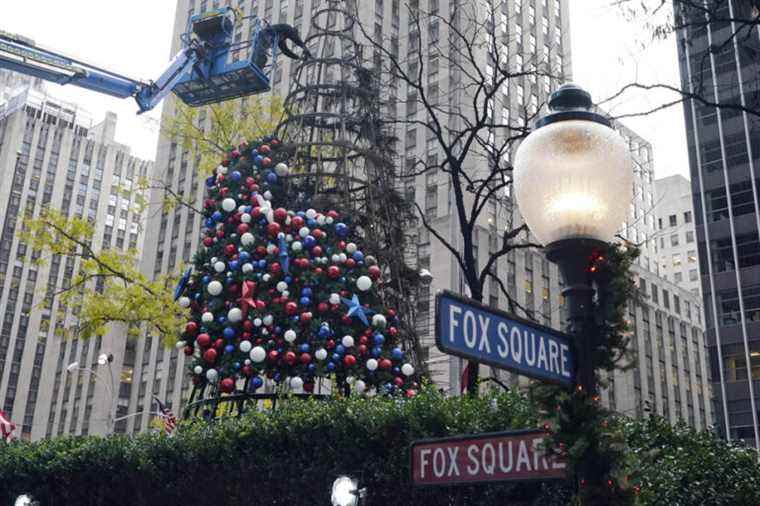 Christmas tree in front of Fox News headquarters is set on fire