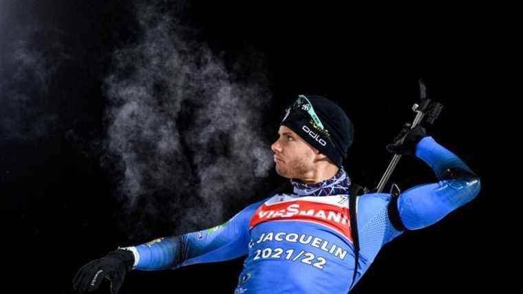 Emilien Jacquelin and Quentin Fillon-Maillet on the podium behind the untouchable Sebastian Samuelsson in the Östersund sprint