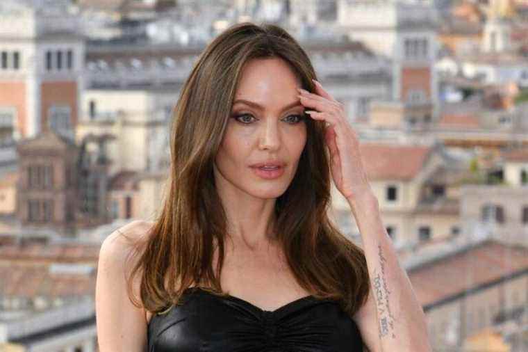 In an ultra tight leather dress, Angélina Jolie gives the total sexy attitude to seduce the photographers