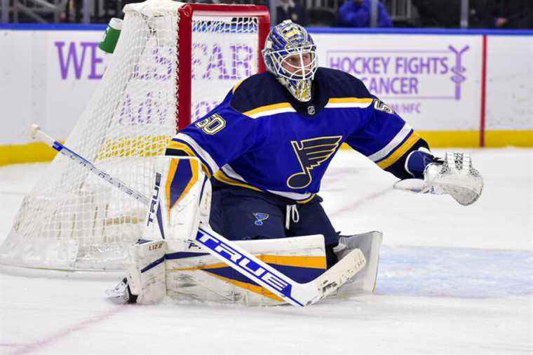 St. Louis Blues |  Jordan Binnington on the sidelines in connection with COVID-19 protocol