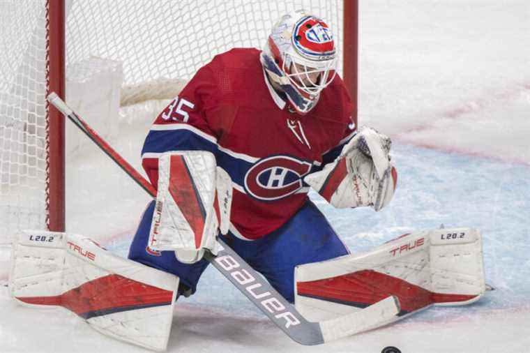 The Canadian |  Montembeault in front of the net in Tampa Bay