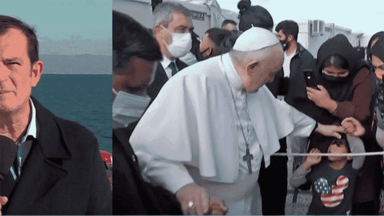 the Pope visiting the island of Lesbos