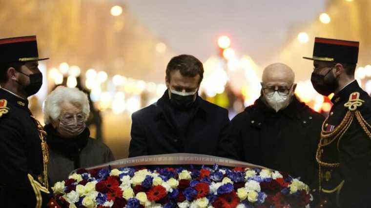 Emmanuel Macron rekindled the flame under the Arc de Triomphe to commemorate the Holocaust