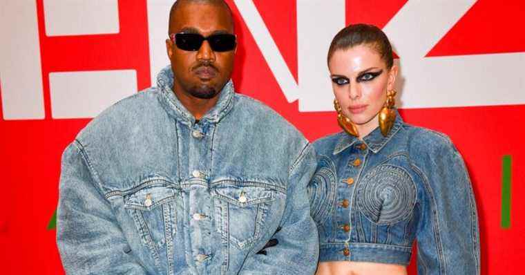 Kanye West with Julia Fox in Paris: earrings in the shape of a buttocks and belly in the air for the actress