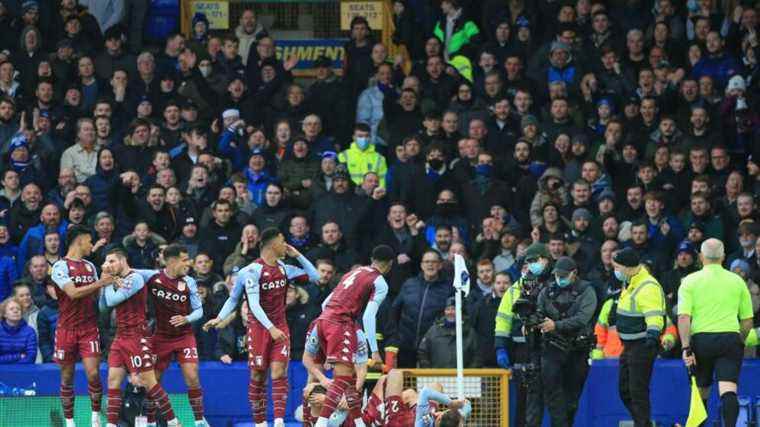 Lucas Digne hit by a bottle throw during a match at Everton, his former club