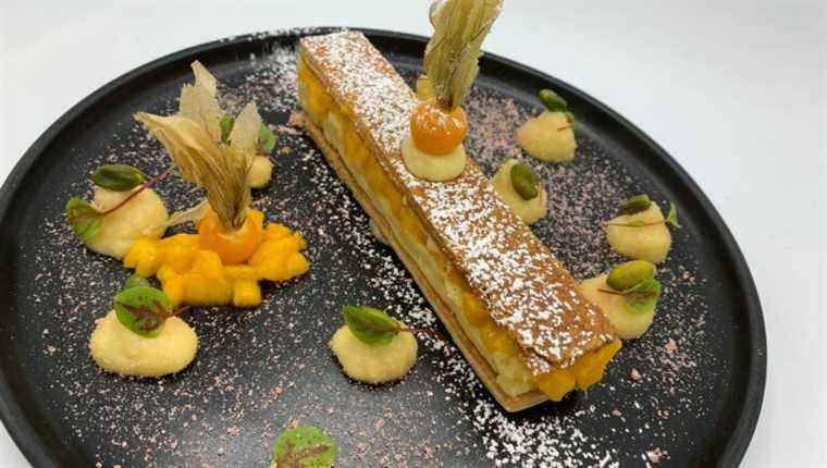 Mango millefeuille and cardamom pastry cream