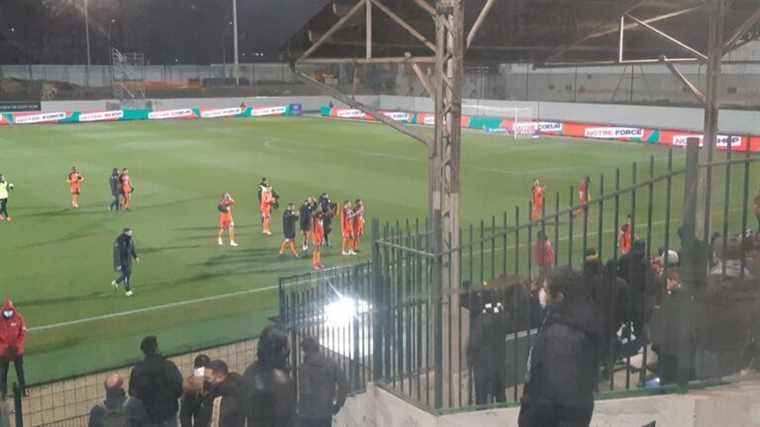 Stade Lavallois supporters attacked in the stands of the Bauer stadium at the Red Star