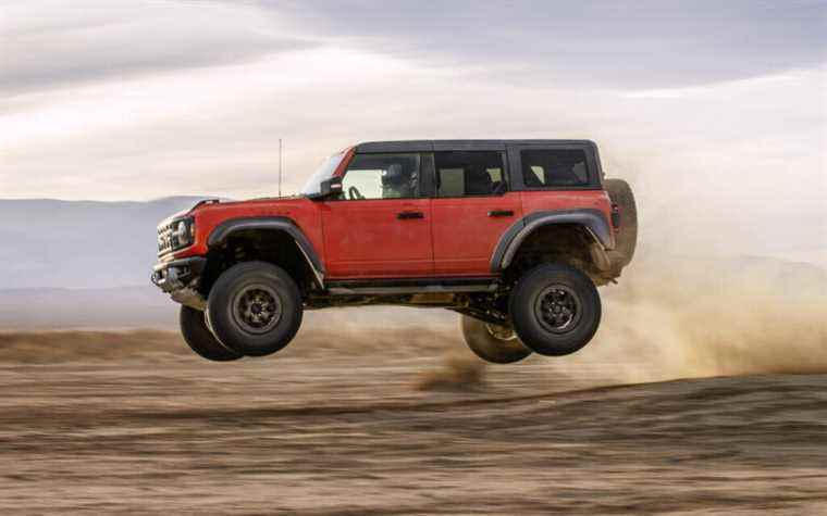 The 2022 Ford Bronco Raptor gets its claws out and takes flight