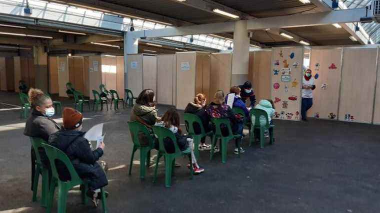 a first line for 5-11 year olds opened at the Pau vaccination center