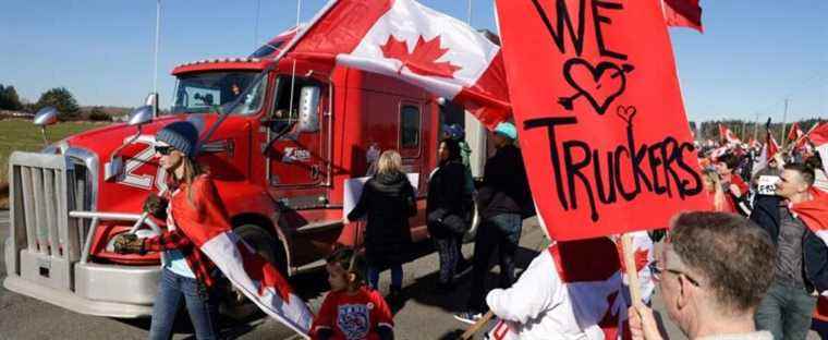 ‘Freedom convoy’: Protesters at the Pacific Highway border crossing in British Columbia