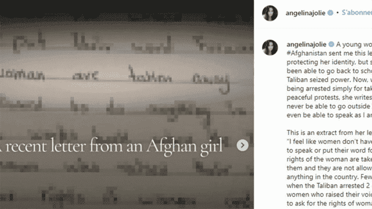 Six months after the capture of Kabul by the Taliban, Angelina Jolie publishes on Instagram the poignant letter of a young Afghan