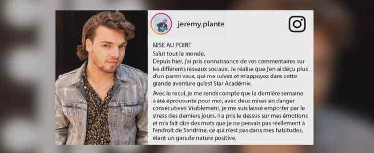 “Star Academy”: Jérémy apologizes to Sandrine