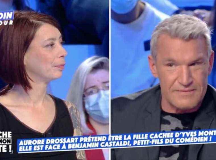 Yves Montand father of an illegitimate daughter?  His “grandson”, Benjamin Castaldi faces this woman named Aurore Drossart on the set of TPMP