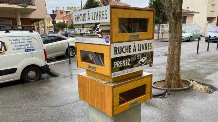 “book hives” are set up all over the city