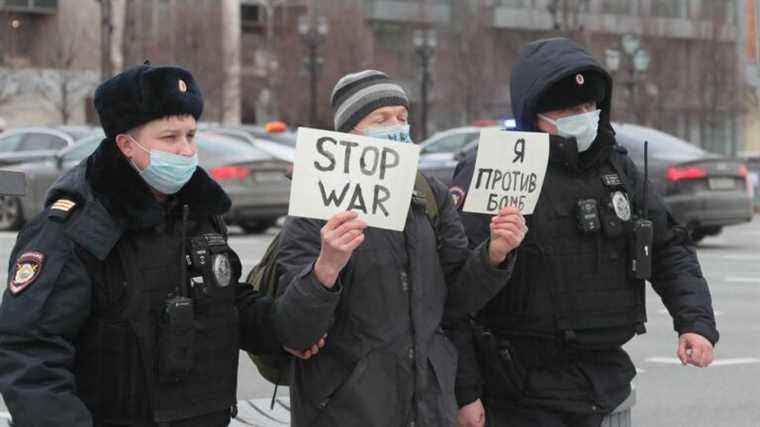 dozens of protesters were arrested in Moscow and St. Petersburg