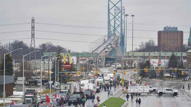 protesters continue to block a major border axis with the United States