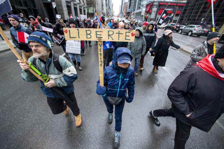 Demonstration against sanitary measures in Montreal