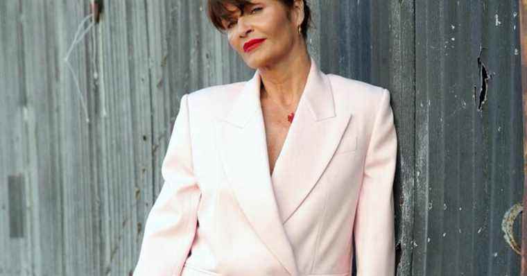 Helena Christensen: Canon in a pale pink suit to applaud Kaia Gerber