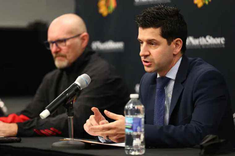 Kyle Davidson would be named GM of the Blackhawks