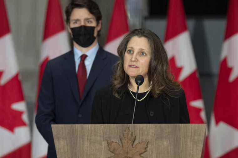 Minister Chrystia Freeland will table the next federal budget on April 7