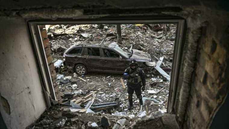 a devastated military site in Mykolaiv