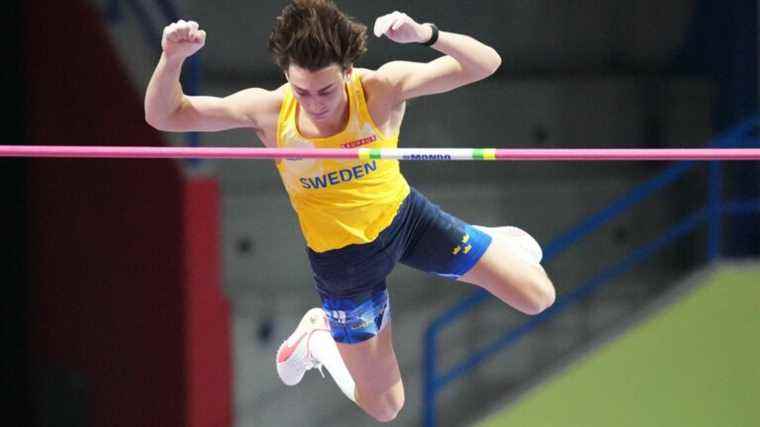 Swedish Armand Duplantis improves his pole vault world record by clearing 6.20 meters