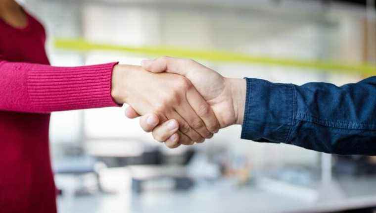 Why do humans shake hands to greet each other?