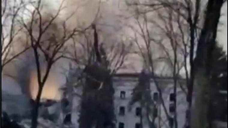 a Mariupol theater housing civilians was bombed