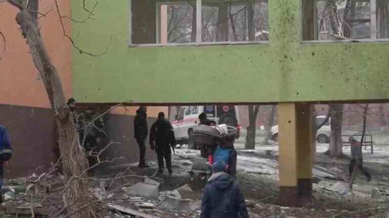 a bombed pediatric hospital in Mariupol