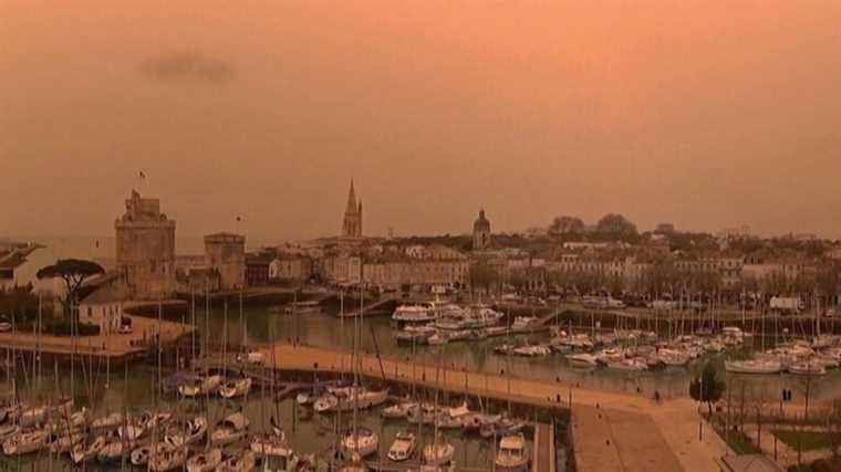 a cloud of sand from the Sahara covers part of France