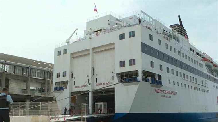 a ferry converted into a reception center for refugees in Marseille