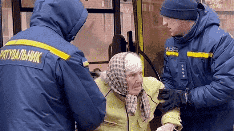 elderly people evacuated before the assault