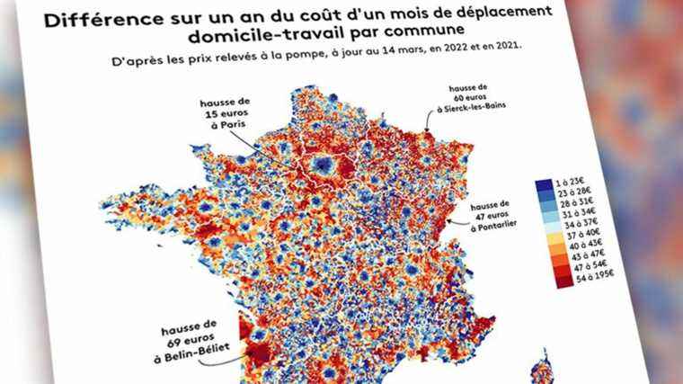 how much is the bill for home-work journeys for French people?