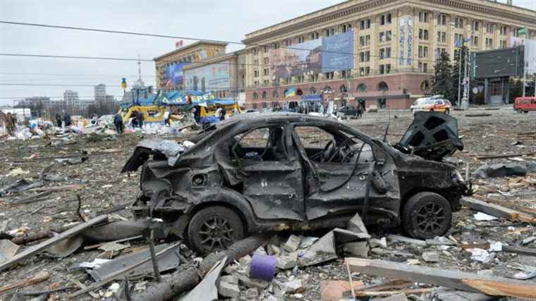 the center of Kharkiv, the country’s second city, bombarded by the Russian army