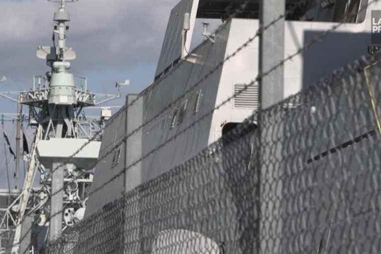 Four NATO military ships parked in the port of Stockholm