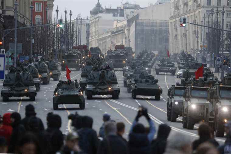 Russian army rehearsal in preparation for Victory Day