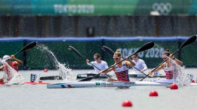 kayaker Manon Hostens validates her ticket for the World Cup