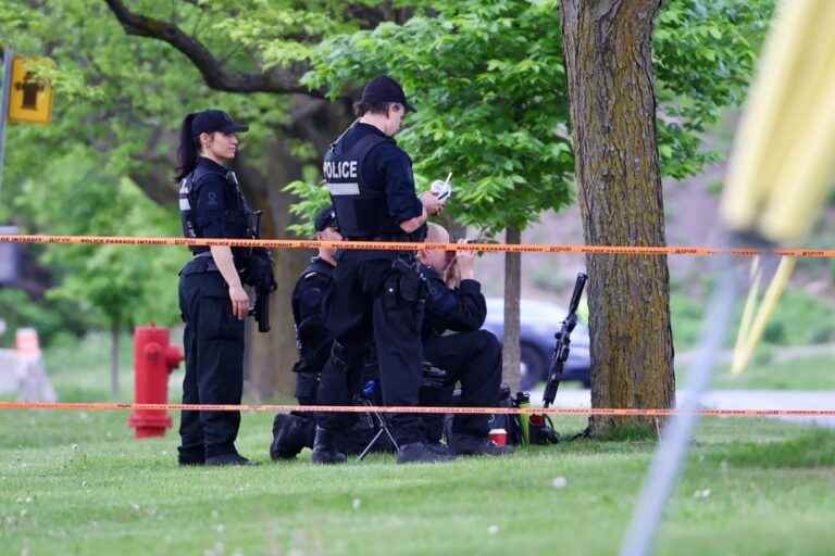 A police car hit by projectiles in LaSalle