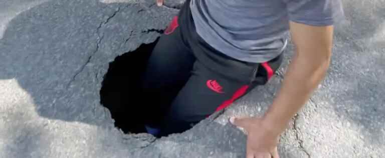 A pothole we can get our legs in