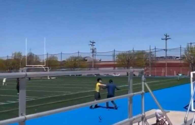 A young referee assaulted by a spectator during a soccer match